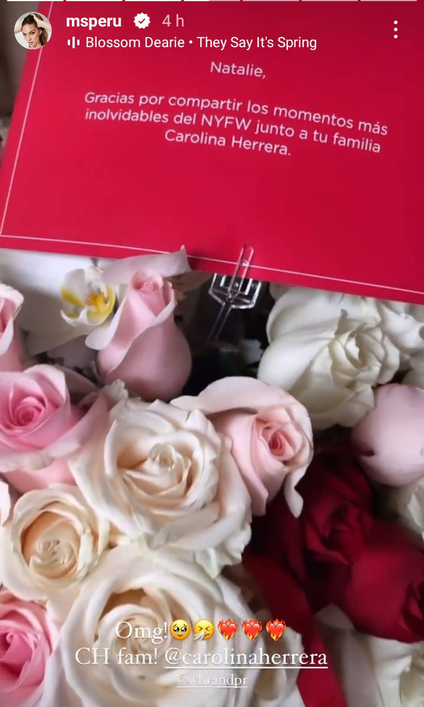 Las flores que le envió Carolina Herrera a Natalie Vértiz