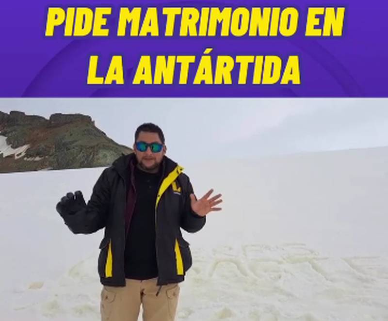 Periodista José Vásquez pide matrimonio desde la Antártida