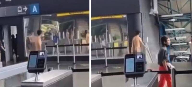 El hombre entró desnudo al Metro de Medellín y fue detenido por la Policía.