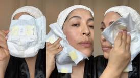 Madre utiliza pañal sucio para limpiarse la cara y rejuvenecer su piel