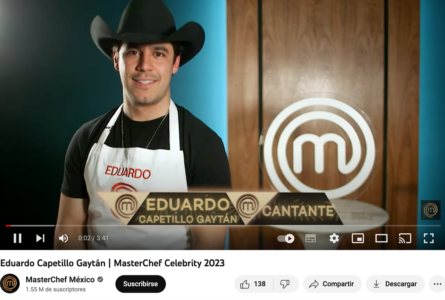 Eduardo Capetillo Jr. en Master Chef Celebrity 2023.