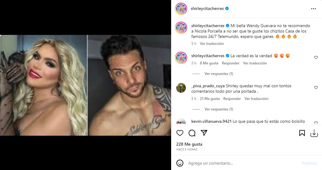 Shirley Cherres sobre Nicola Porcella.