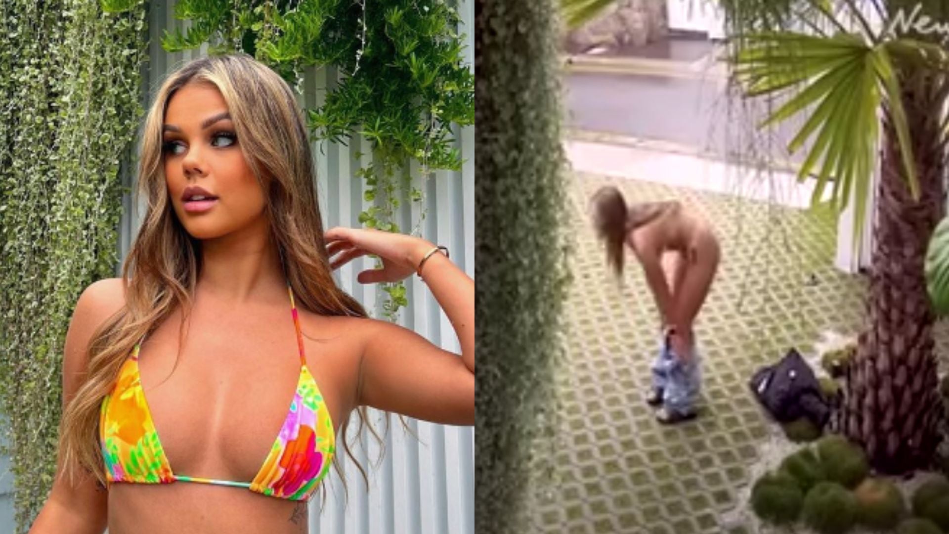 Influencer es captada en cámara posando en bikini frente a la mansión de un millonario.