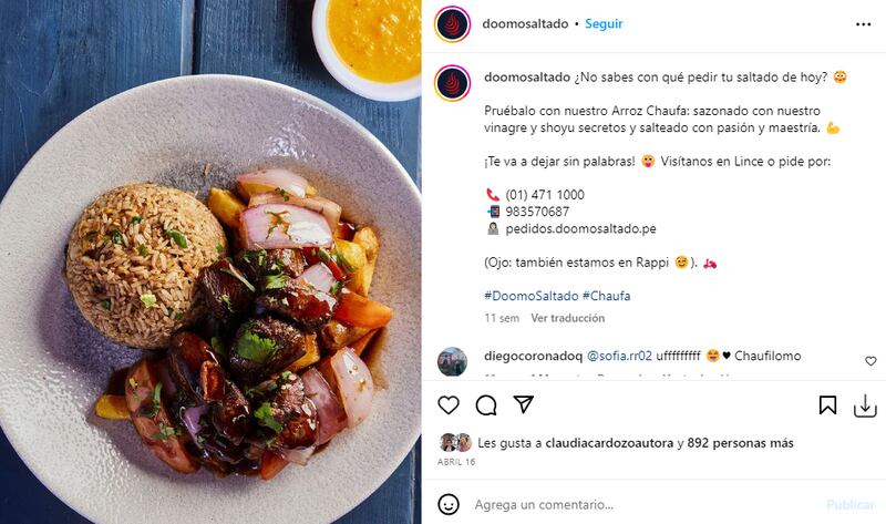 El lomo saltado de Doomo Saltado.