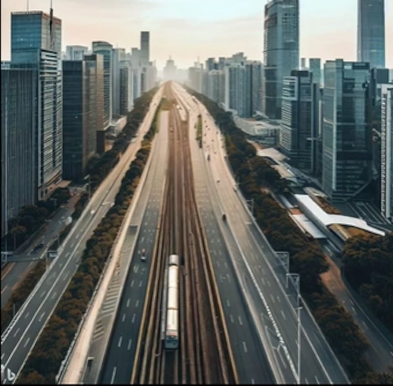 La avenida Javier Prado con un tren en medio