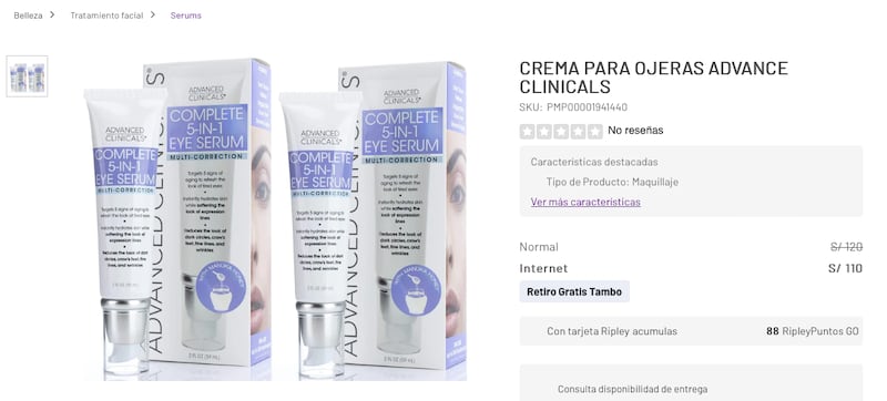 Crema para ojeras Advance Clinicals - Ripley