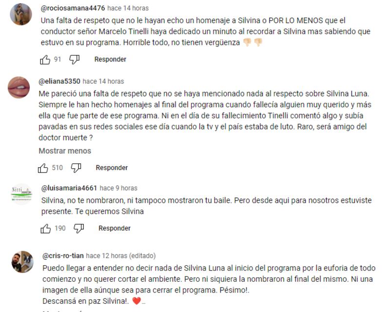 Los comentarios contra Marcelo Tinelli.