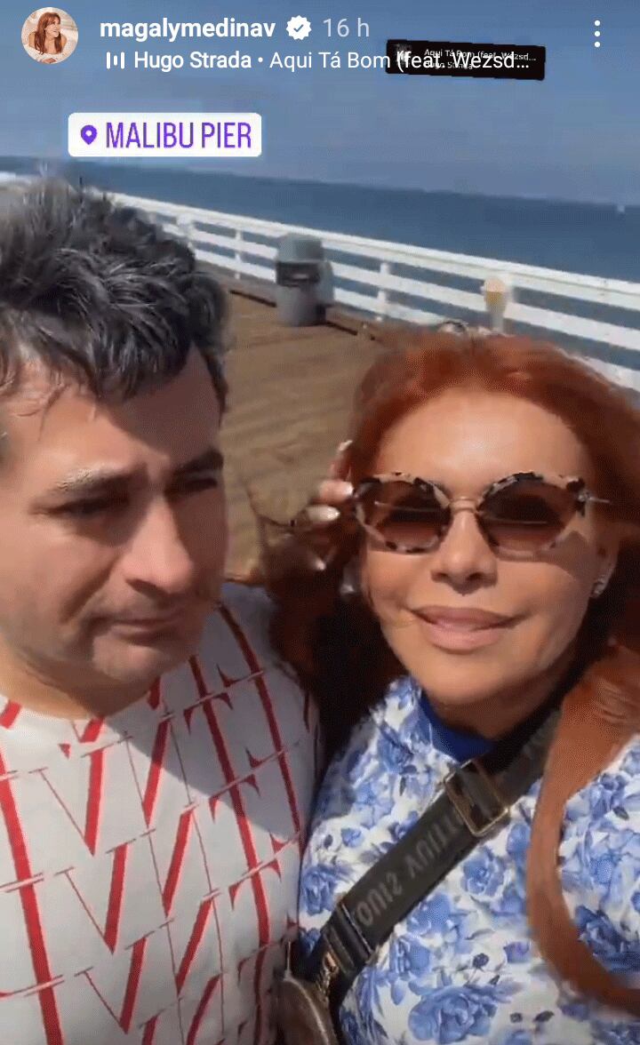 Magaly Medina y su esposo, Alfredo Zambrano, en el muelle de Malibú, Estados Unidos.