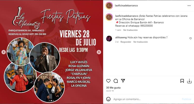 Fiestas Patrias en Peña La Oficina.