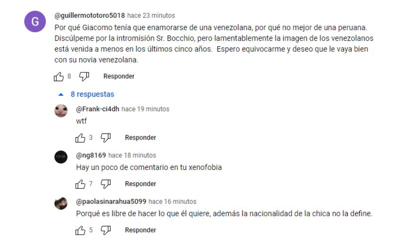 Los comentarios contra la novia de Giacomo Bocchio
