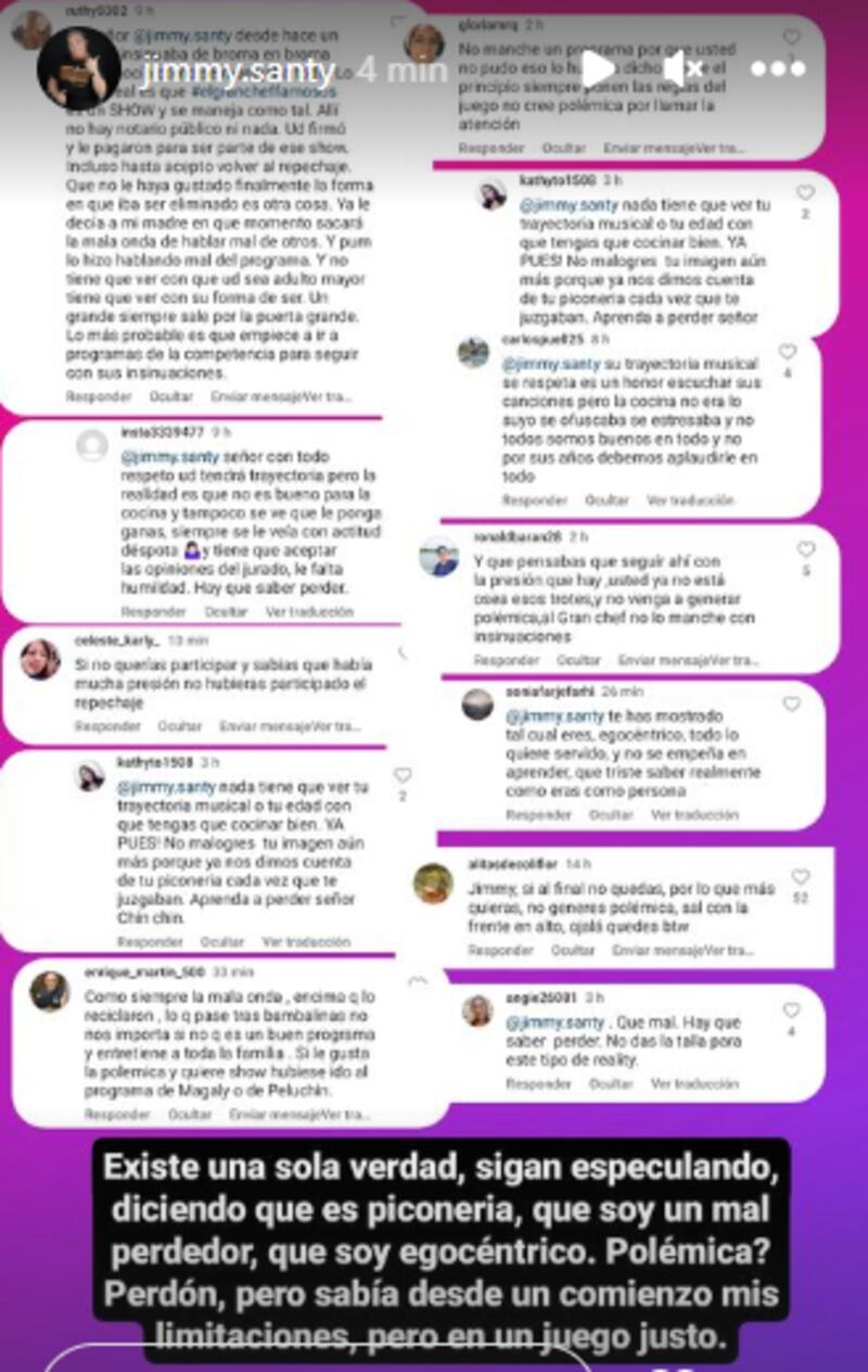 Jimmy Santi se lanza contra El Gran Chef Famosos.