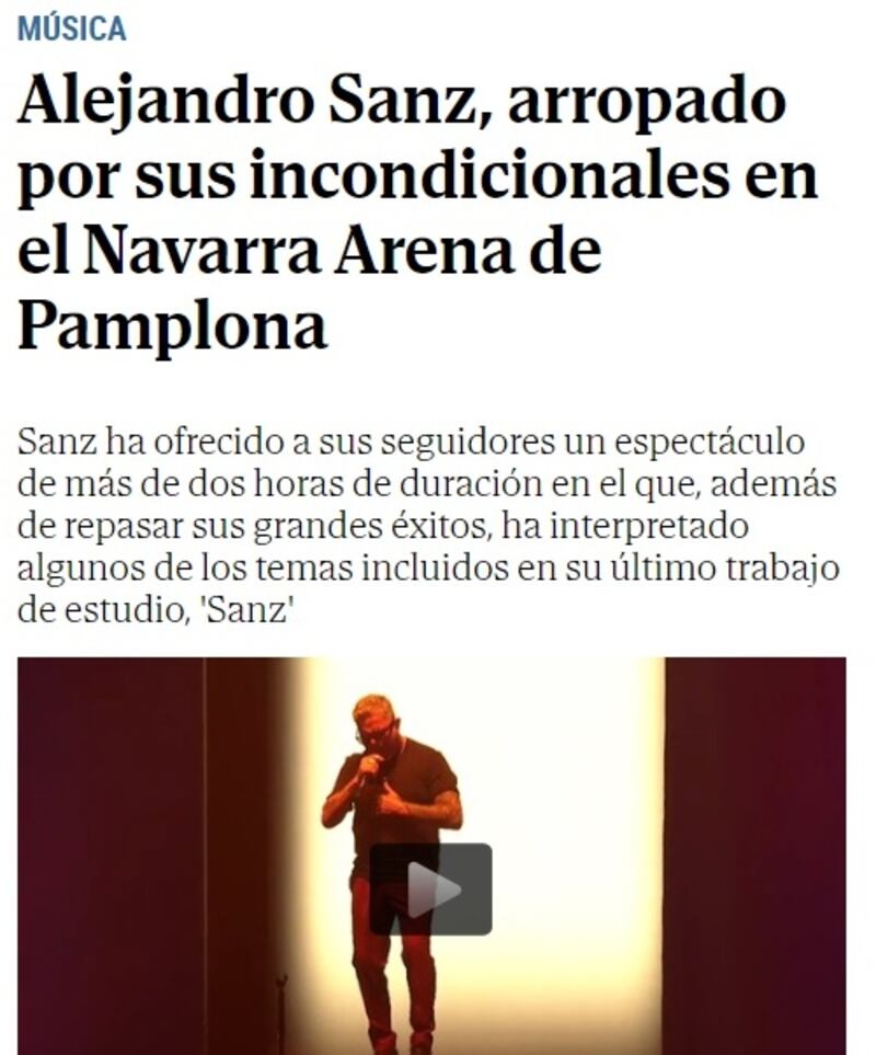 El cantante tuvo su momento de desahogo con sus fans en su reciente concierto de Pamplona.