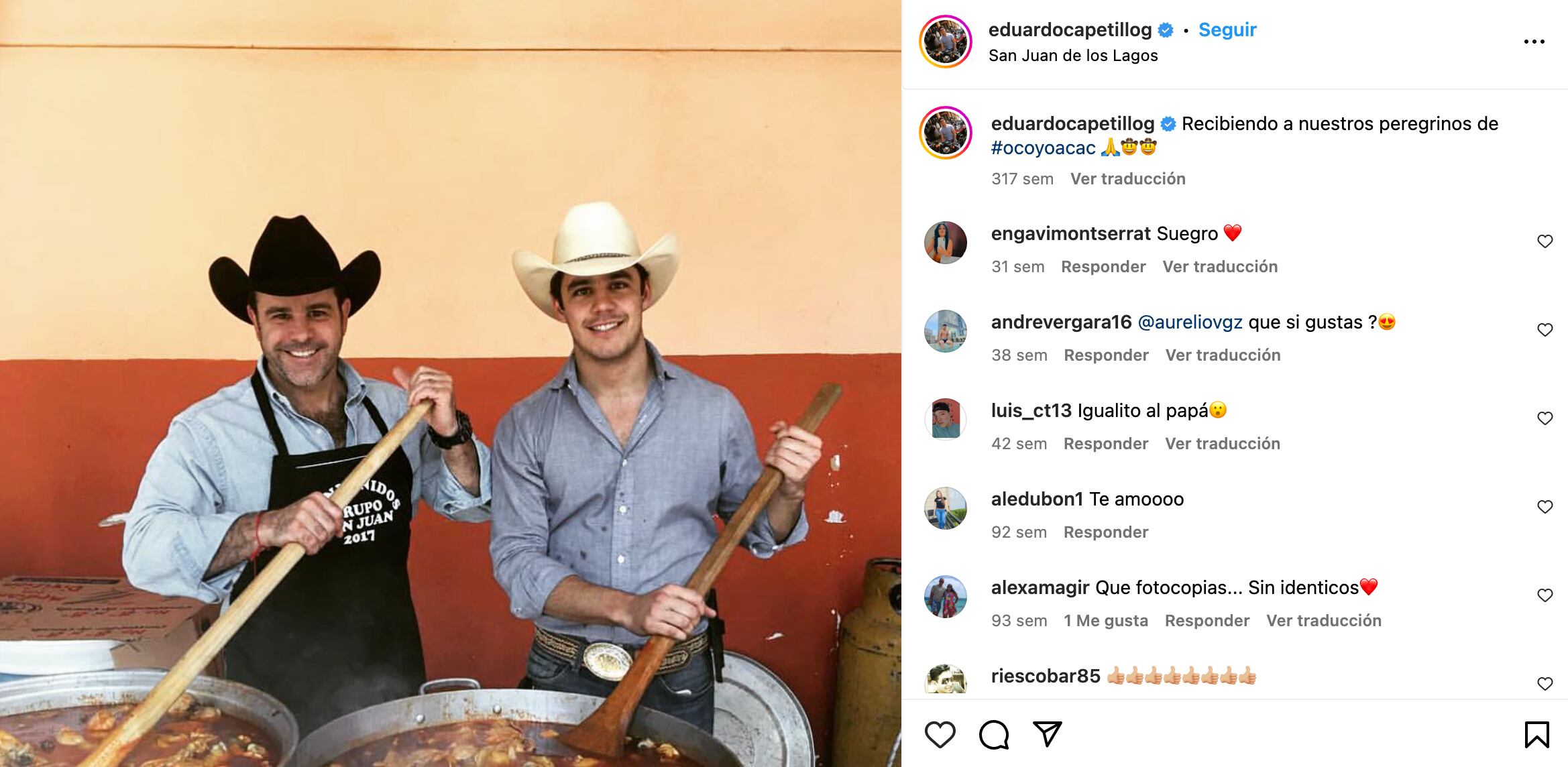Eduardo Capetillo y Eduardo Capetillo Jr. cocinando juntos.